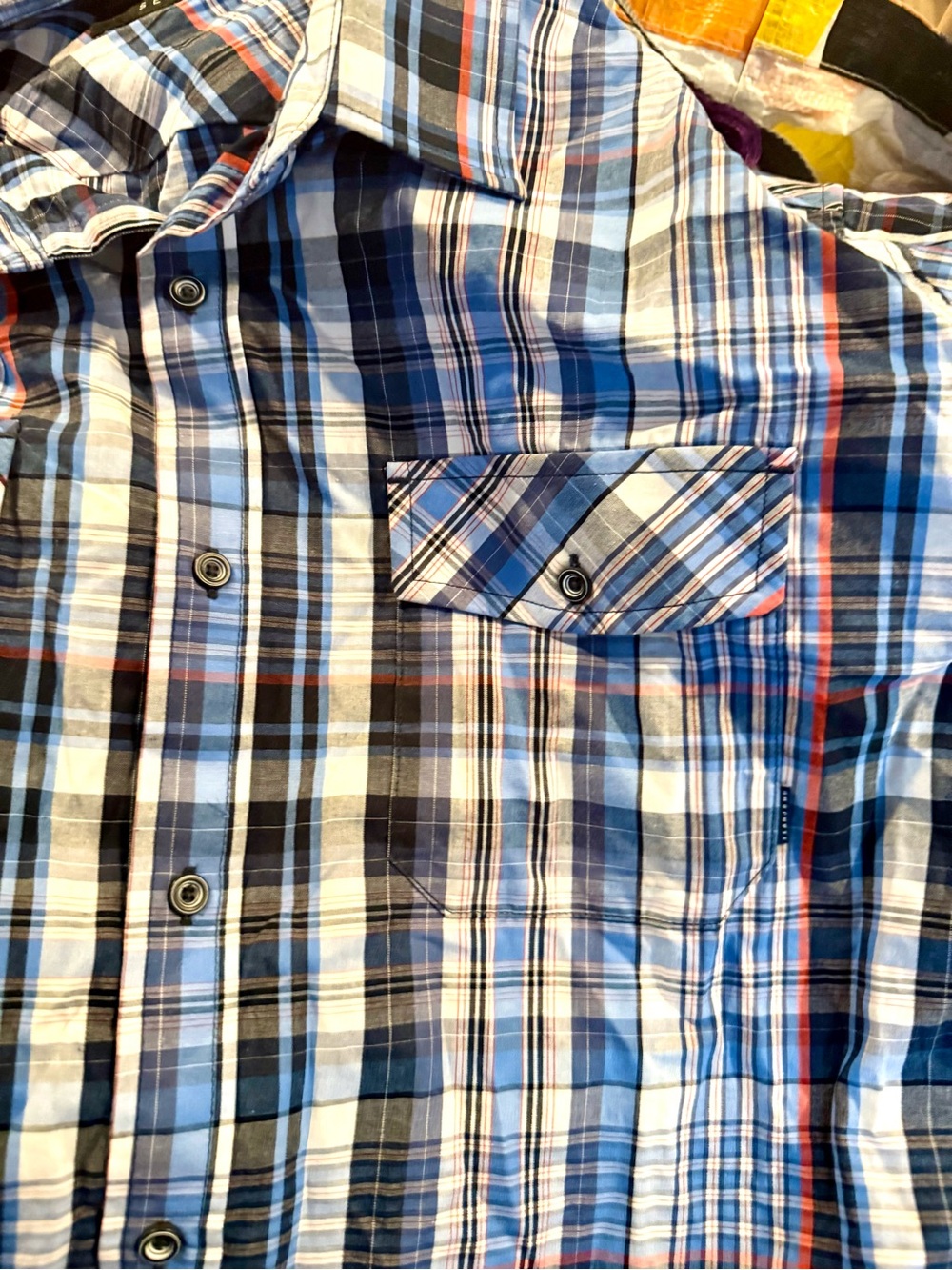 Men's Blue Plaid Button-Down Shirt